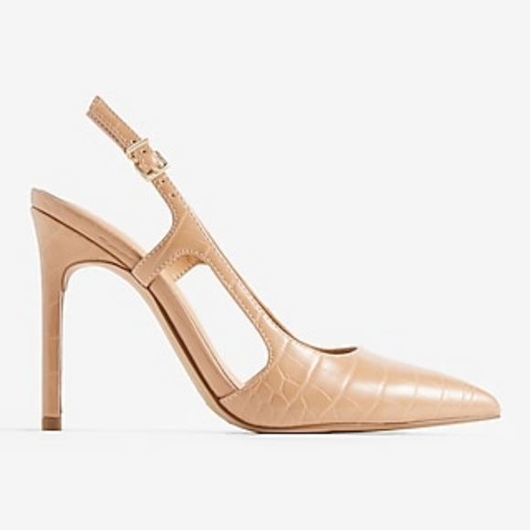 NWOB Express Croc-Embossed Cutout Buckle Slingback Pumps- Size 9 - Picture 1 of 3